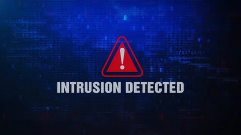 Intrusion Detected Alert Warning Error Message Blinking on Screen . Stock Footage