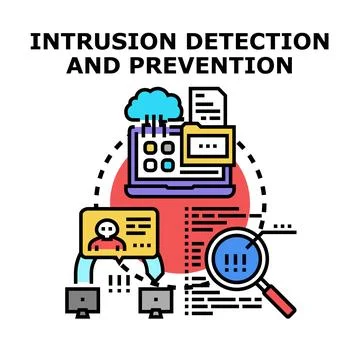 Intrusion detection and prevention system analyzing data for cyber security Stock Illustration