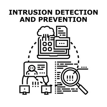 Intrusion detection and prevention system analyzing data for cyber security Illustrazione stock