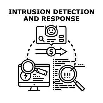 Intrusion detection and response system monitoring cyber security イラスト素材