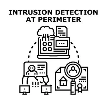 Intrusion detection protecting network and data security Stock Illustration