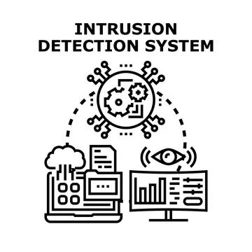 Intrusion detection system concept illustrating cybersecurity defense Stock Illustration