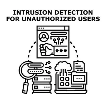 Intrusion detection for unauthorized users cyber security concept Stock Illustration