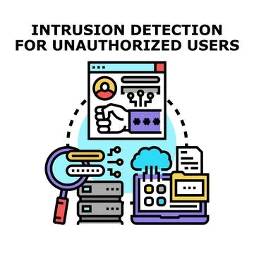 Intrusion detection for unauthorized users cyber security concept Stock Illustration