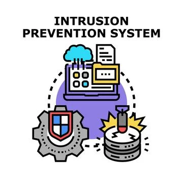 Intrusion prevention system protecting data security and network Illustrazione stock