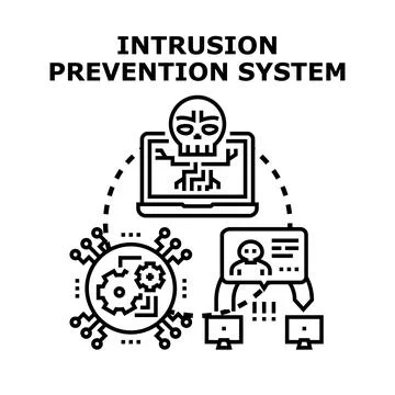 Intrusion prevention system securing digital network cyber protection Stock Illustration