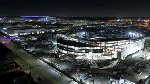 Intuit Dome Night Fly Over 3 Stock Footage 230063972