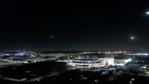 Intuit Dome Night Fly Over 5 Stock Footage 230064106