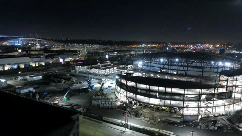 Intuit Dome Night Fly Over 2 Stock Footage 230064404