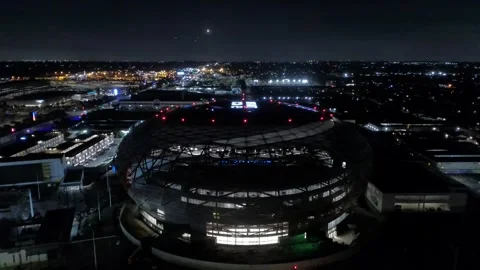 Intuit Dome Night Fly Over June 9th 2024 Inglewood, CA Stock Footage 277233593