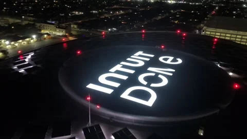 Intuit Dome Night Fly Over 4 June 9th 2024 Inglewood, CA Stock Footage 277234312