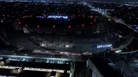 Intuit Dome Night Fly Over 6 June 9th 2024 Inglewood, CA Stock Footage 277235225