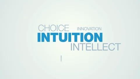 Intuition intellect choice creativity acumen word cloud apear on the white blue Stock Footage 100428759