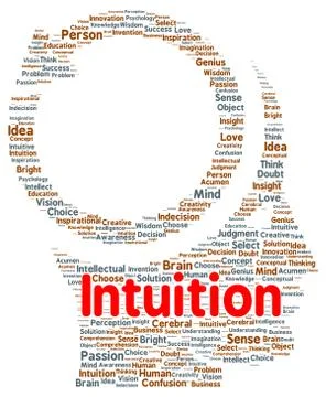 Intuition word cloud shape Stock Illustration