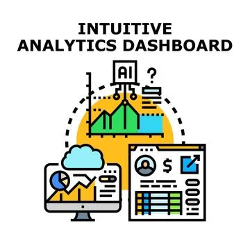 Intuitive analytics dashboard with ai data processing Stock Illustration