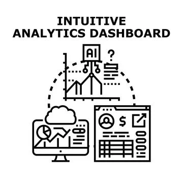 Intuitive analytics dashboard with ai data processing Stock Illustration