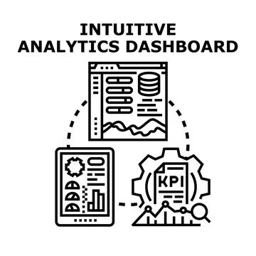 Intuitive analytics dashboard business data, performance metrics, and key per Stock Illustration