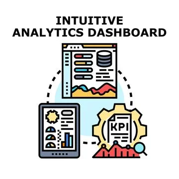 Intuitive analytics dashboard presenting data visualization and business in.. Illustrazione stock