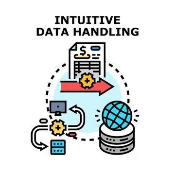 Intuitive data handling process and technology concept 库存插图