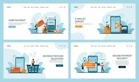 Intuitive designs for card transactions, e-wallet funding, NFC tech, and secure Illustrazione stock