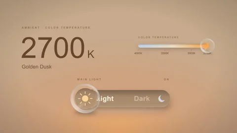 Intuitive Digital Interface Adjusting Ambient Light Color Temperature and M.. Stock Footage 348394291
