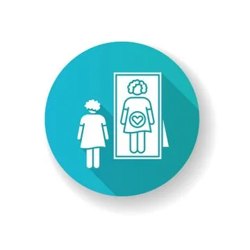 Intuitive feeling blue flat design long shadow glyph icon. Early sign of Stock-Illustration