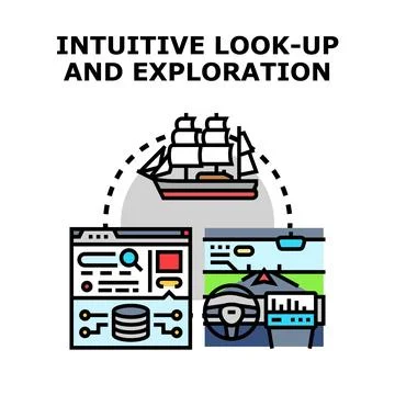 Intuitive information lookup and digital platform exploration Stock Illustration