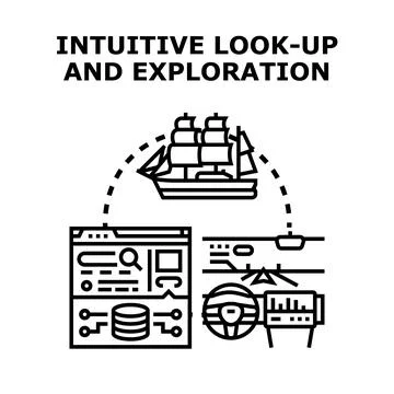 Intuitive information lookup and digital platform exploration Stock Illustration