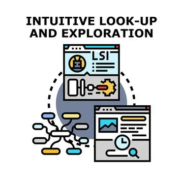 Intuitive look up and exploration concept vector icon Stock Illustration