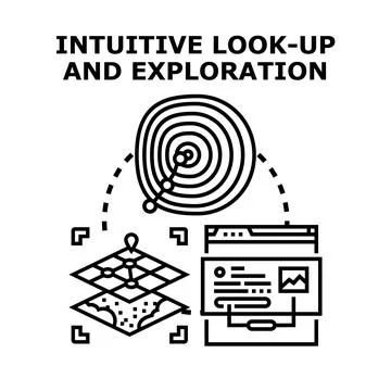 Intuitive look up exploring data and information concept Stock Illustration