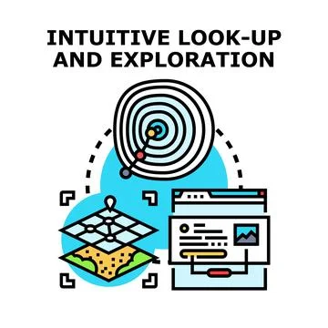 Intuitive look up exploring data and information concept Stock Illustration