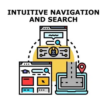 Intuitive navigation and search concept flat icon Stock Illustration