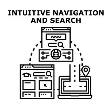 Intuitive navigation and search concept flat icon Stock Illustration