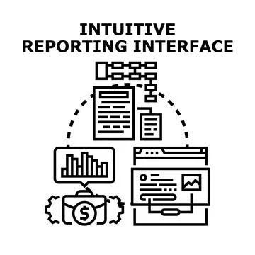 Intuitive reporting interface concept presenting business analytics Stock Illustration