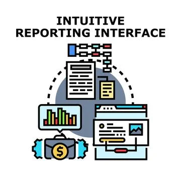 Intuitive reporting interface concept presenting business analytics 스톡 일러스트