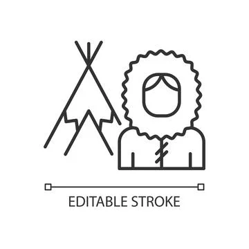 Inuit population linear icon Illustrazione stock