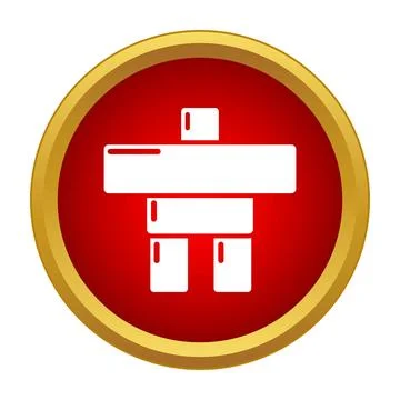 Inukshuk icon in red circle button イラスト素材