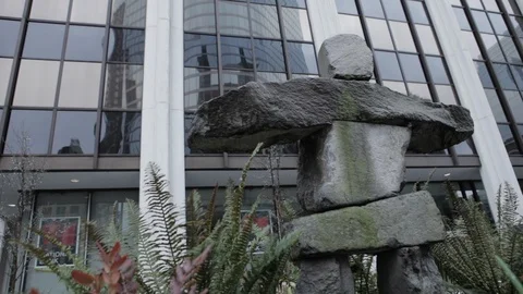 Inukshuk Statue Outside Building Stock-Footage 101981750
