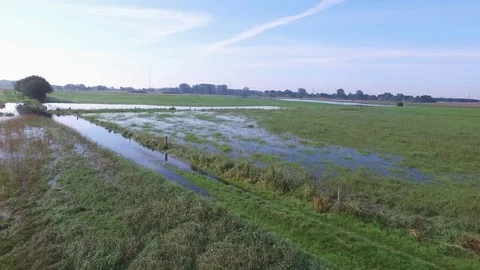 Inundated farmland Stock Footage 80903786