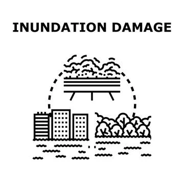 Inundation damage concept creating catastrophic flooding impact Stock Illustration
