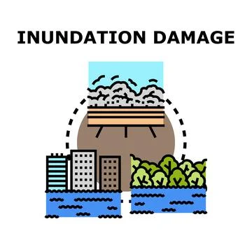Inundation damage concept creating catastrophic flooding impact Stock Illustration