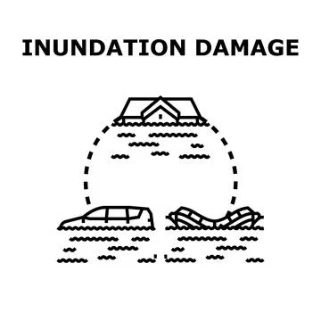 Inundation damage concept creating property disaster Ilustración de archivo