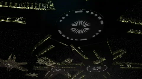 Invader fleet space sun Stock Footage