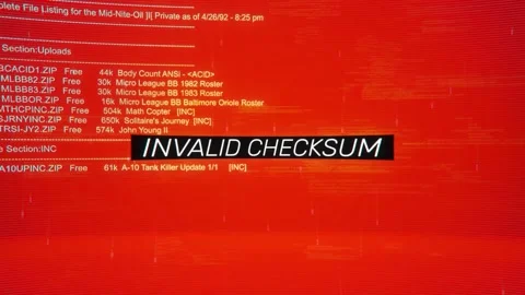 Invalid Checksum on warning hack background screen 動画素材 342457966
