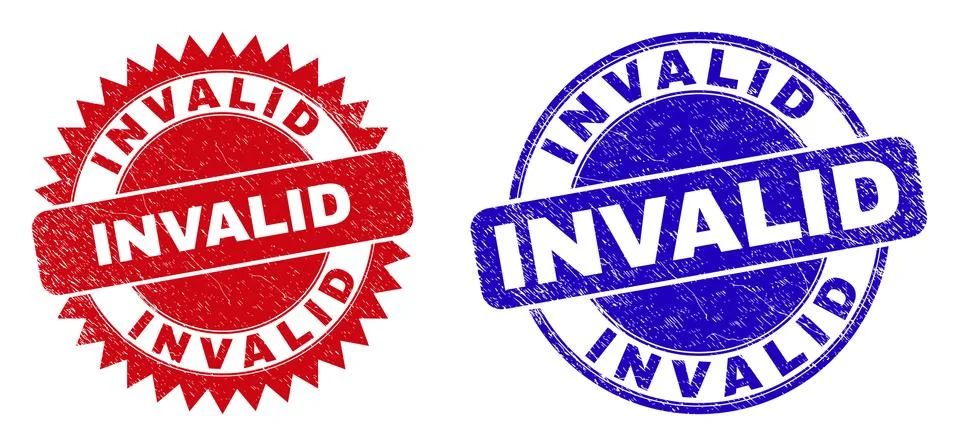 INVALID Rounded and Rosette Seals with Corroded Texture Stock Illustration