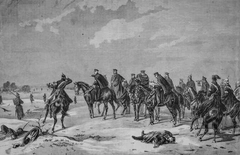 The invasion, Prussian staff operating a recognition, illustrious, editor Mic Stock Illustration