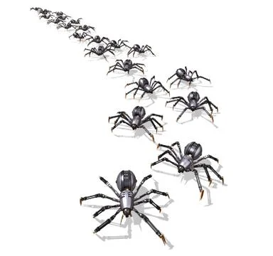Invasion of the RoboSpiders - 2 Stock Illustration