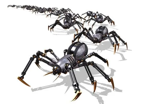 Invasion of the RoboSpiders Stock Illustration
