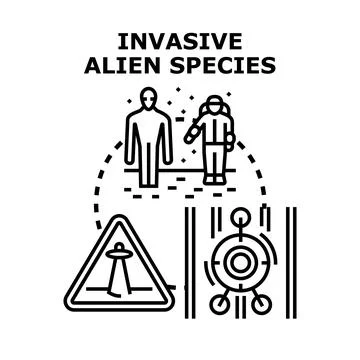 Invasive alien species concept invading planet Ilustración de archivo