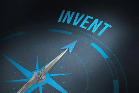 Invent against grey compass arrow Stock Illustration